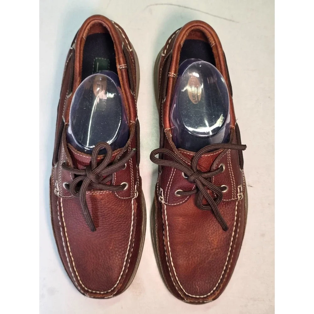 Freeman Jaffrey Men's Boat Shoes Size 10 M Brown Leather Comfort Dress Lace Up